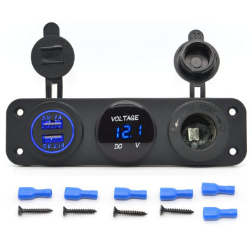 Autoteile Wasserdichte Triple-Funktion Dual-USB-Ladegerät LED Voltmeter 12V Steckdose Steckdosenleiste für Auto Boot Marine Handy Tablet